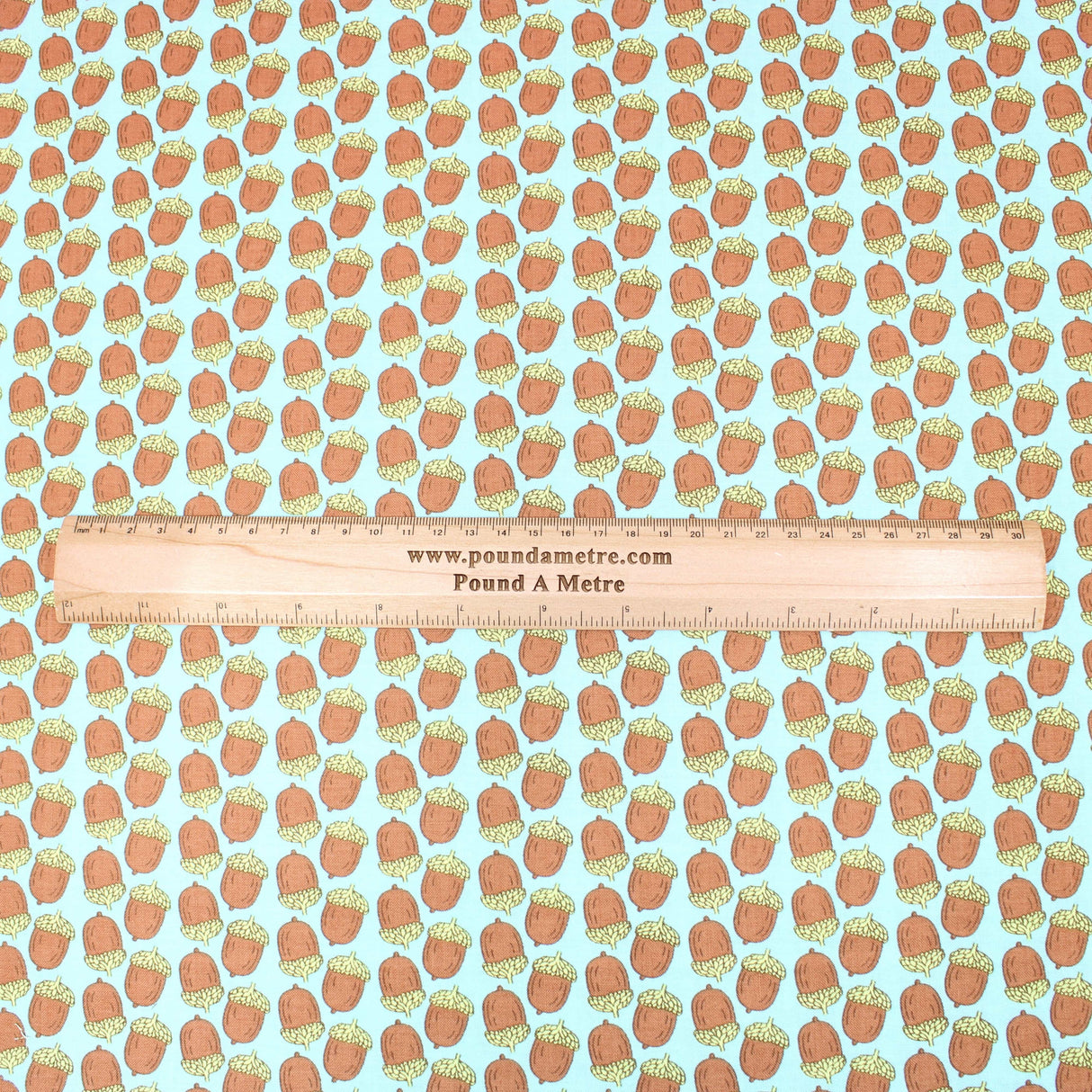 Pound A Metre Full Metre 3 Metre Premium 100% Digital Quilting Cotton - Acorn - 44" Wide Light Turquoise