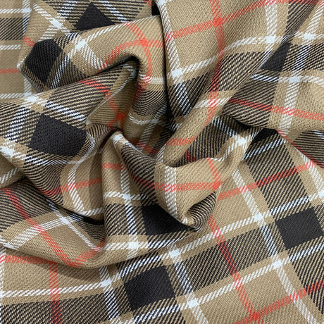 Pound A Metre 3 Metre Premium Poly Wool Fabric - 55"-  (Brown Checks)