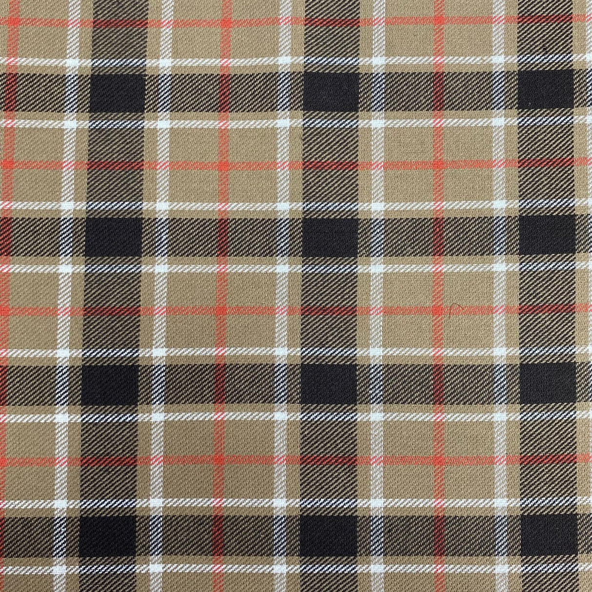 Pound A Metre 3 Metre Premium Poly Wool Fabric - 55"-  (Brown Checks)
