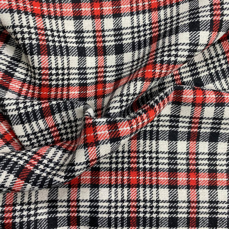 Pound A Metre 3 Metre Premium Poly Wool Fabric - 55"-  (Red Checks)
