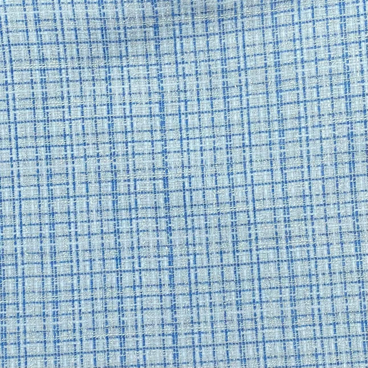 Pound A Metre 3 Metre Premium Poly Wool Fabric - 55"-  (Sky Blue Checks)