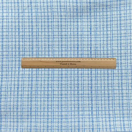 Pound A Metre 3 Metre Premium Poly Wool Fabric - 55"-  (Sky Blue Checks)
