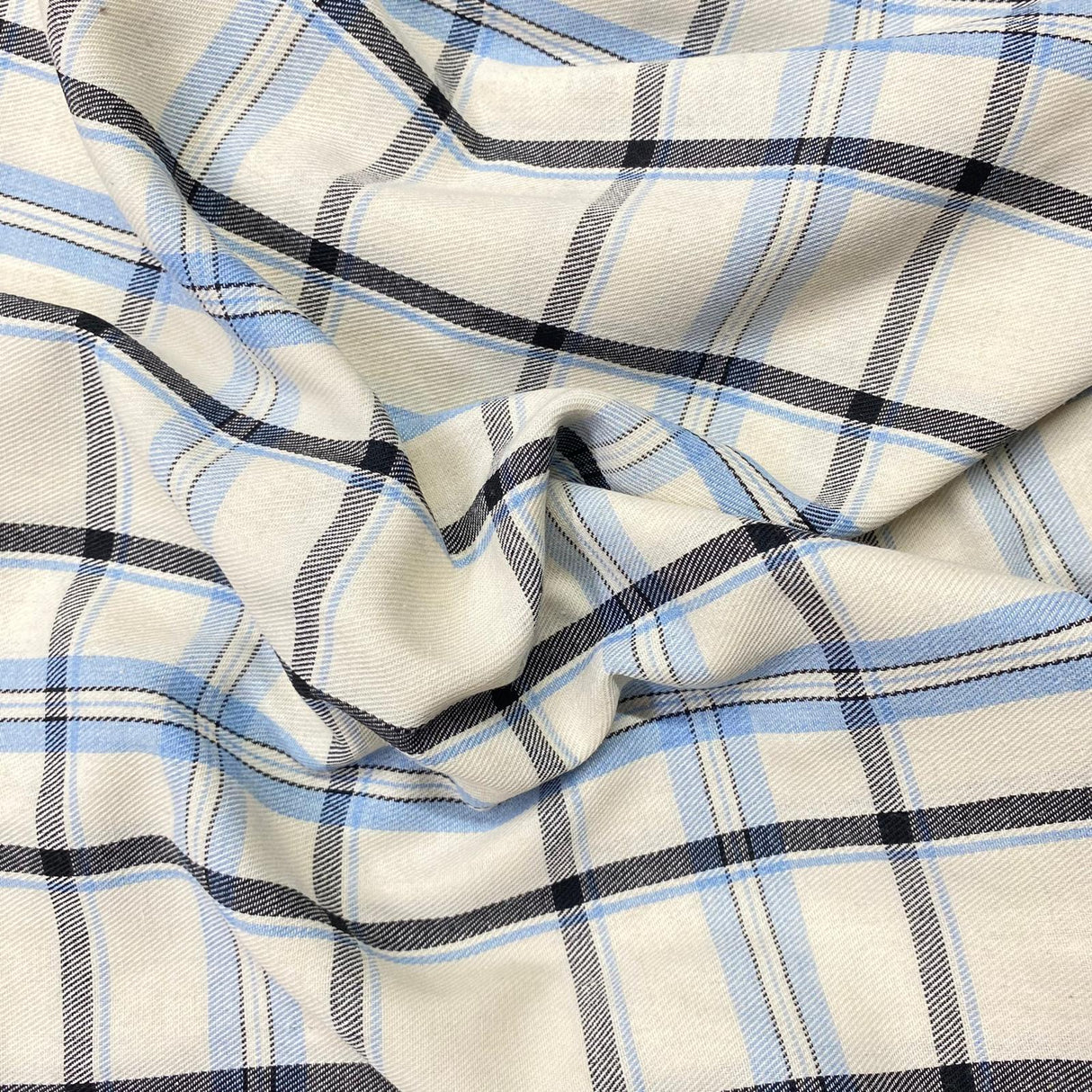 Pound A Metre 3 Metre Premium Poly Wool Fabric - 55"-  (Sky, White & Black)