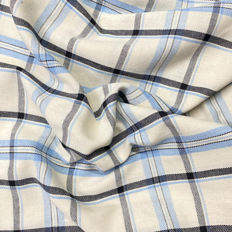 Pound A Metre 3 Metre Premium Poly Wool Fabric - 55"-  (Sky, White & Black)