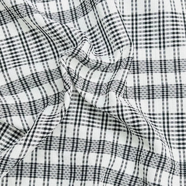 Pound A Metre 3 Metre Premium Poly Wool Fabric - 55"-  (White & Black)