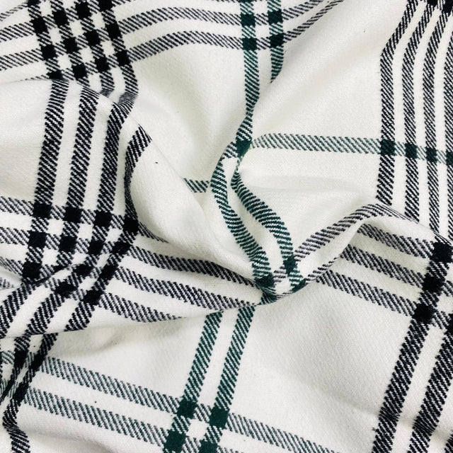 Pound A Metre 3 Metre Premium Poly Wool Fabric - 55"-  (White Checks)