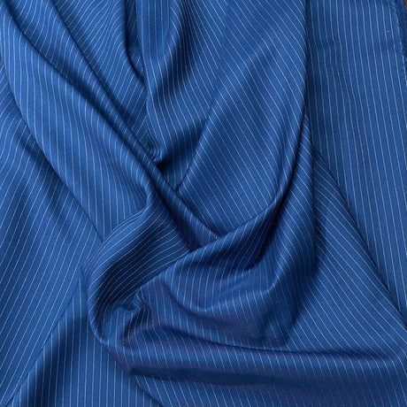 Pound A Metre 3 Metres 3 Metre Premium Stripe Suiting 55"  (Navy Stripe) (WOWZA)