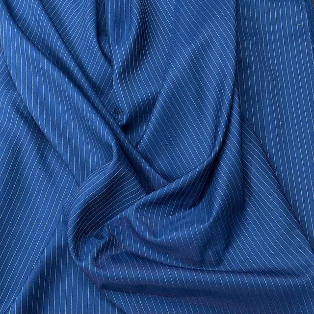 Pound A Metre 3 Metres 3 Metre Premium Stripe Suiting 55"  (Navy Stripe) (WOWZA)