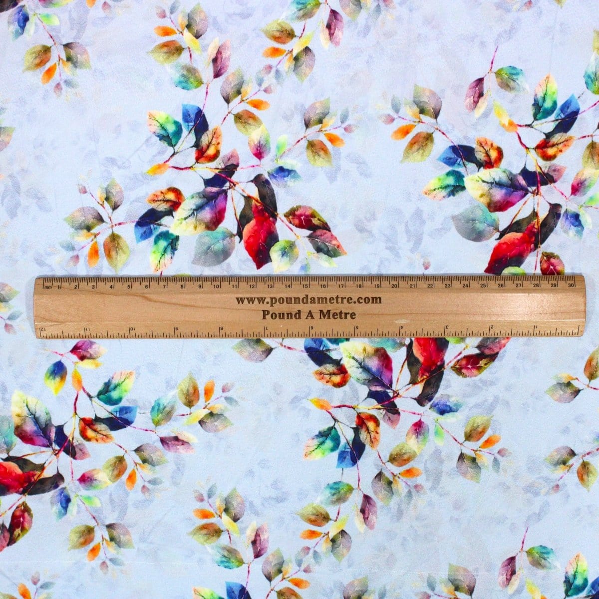 Pound A Metre 3 Metres 3 Metre Santorini Soft Crepe- 45" Wide (Powder Blue Leaves)