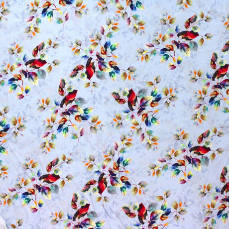 Pound A Metre 3 Metres 3 Metre Santorini Soft Crepe- 45" Wide (Powder Blue Leaves)