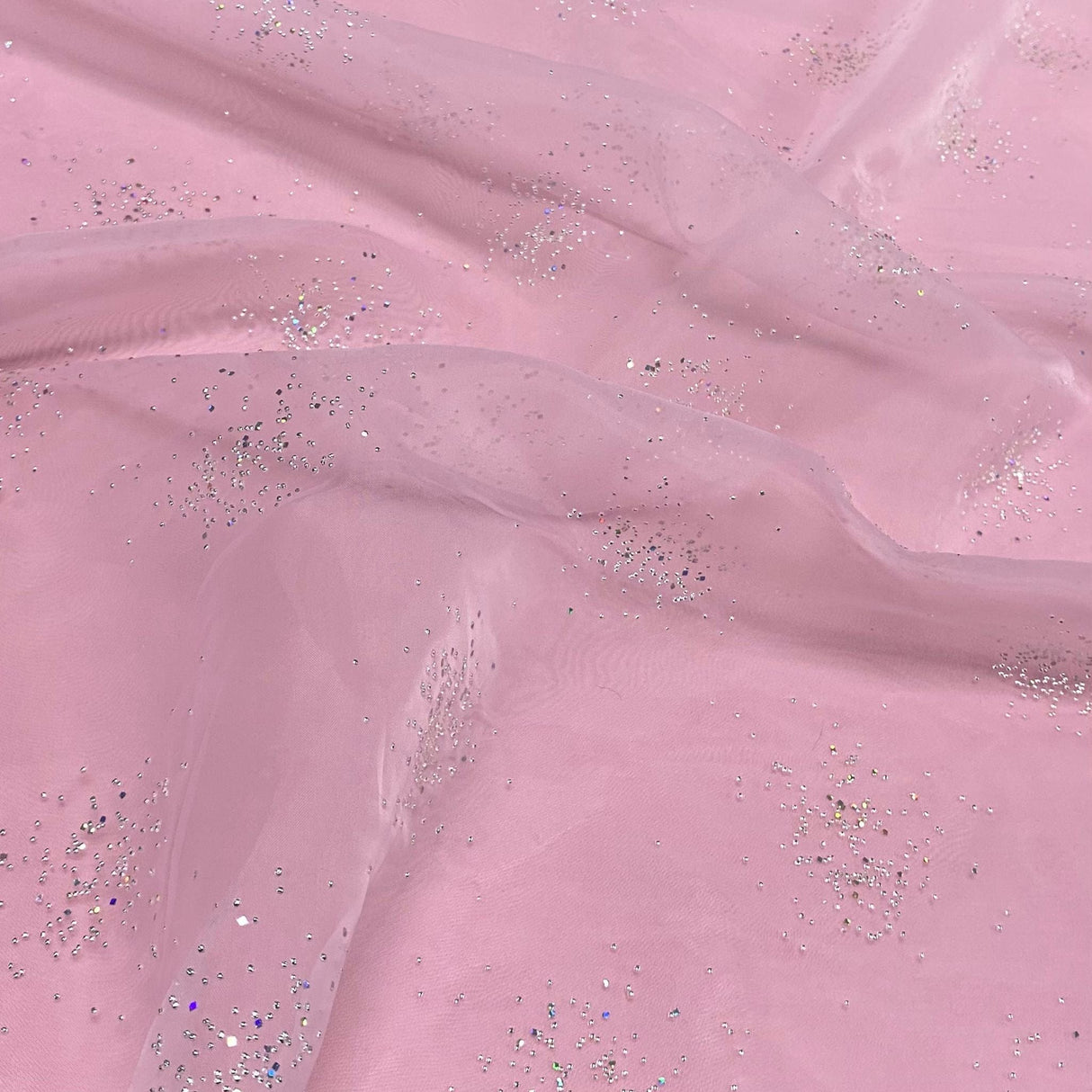 Pound A Metre 3 Metre 3 Metre Soft Diamante Organza -55" Wide (Pink)