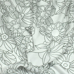 3 Metre Soft Lightweight Floral Jersey - 55" (White/Khaki) - Pound A Metre
