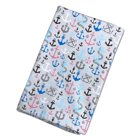 Pound A Metre 3 Metre 3 Metre Soft Printed Organic Cotton- 45" Wide (Anchors Grey)