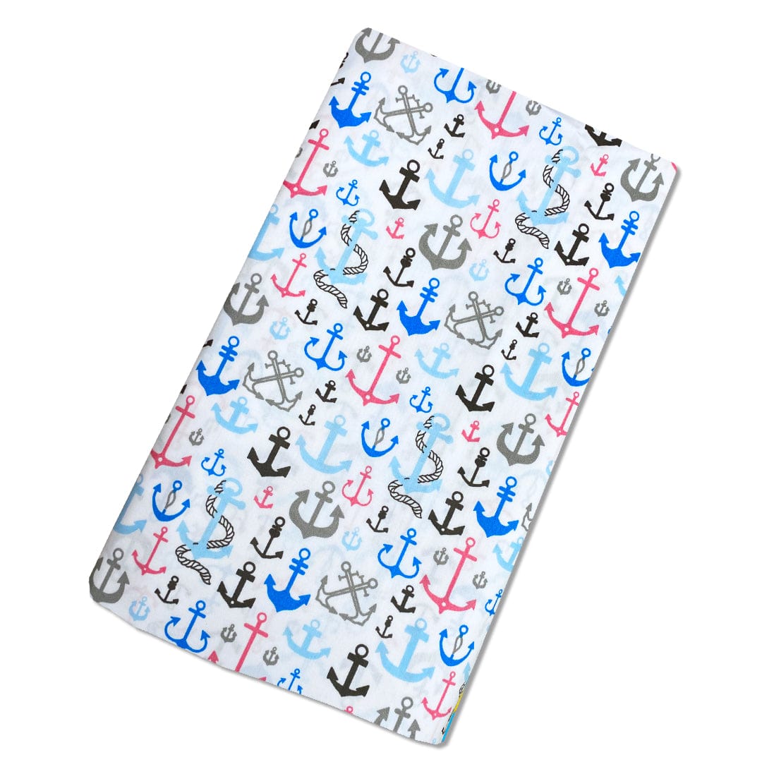 Pound A Metre 3 Metre 3 Metre Soft Printed Organic Cotton- 45" Wide (Anchors White)