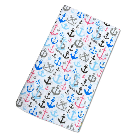 Pound A Metre 3 Metre 3 Metre Soft Printed Organic Cotton- 45" Wide (Anchors White)