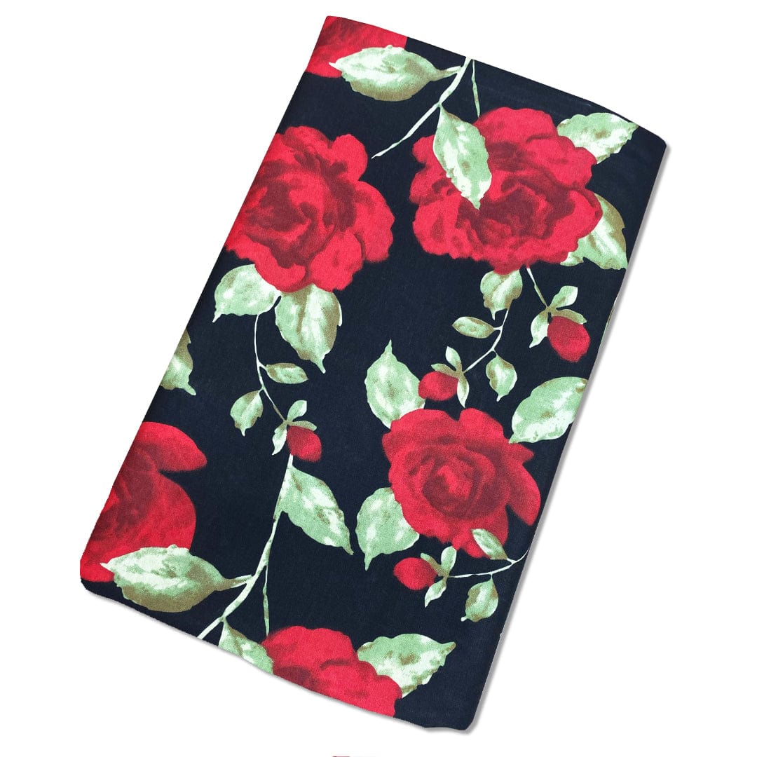 Pound A Metre 3 Metre 3 Metre Soft Printed Organic Cotton- 45" Wide (Black Rose)
