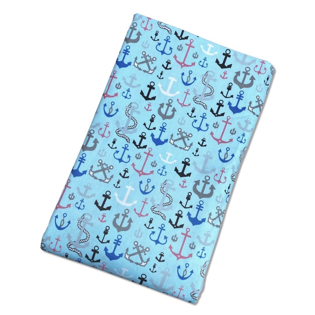 Pound A Metre 3 Metre 3 Metre Soft Printed Organic Cotton- 45" Wide (Blue Anchors)