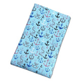 Pound A Metre 3 Metre 3 Metre Soft Printed Organic Cotton- 45" Wide (Blue Anchors)