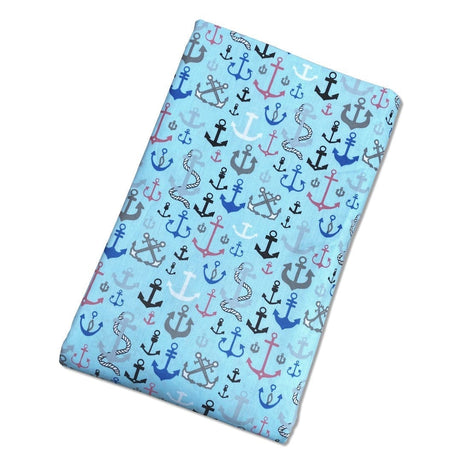 Pound A Metre 3 Metre 3 Metre Soft Printed Organic Cotton- 45" Wide (Blue Anchors)