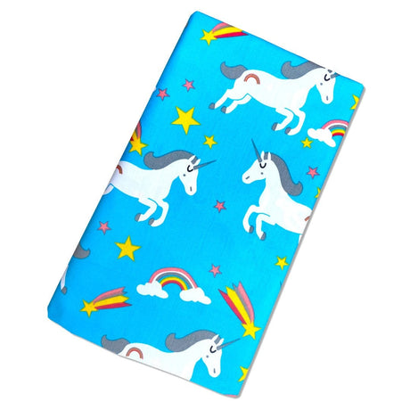 Pound A Metre 3 Metre 3 Metre Soft Printed Organic Cotton- 45" Wide (Blue Unicorn)