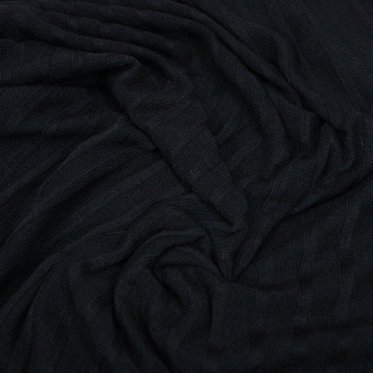 3 Metre Soft Viscose Ribbed Jersey- 55" Wide (Black) - Pound A Metre