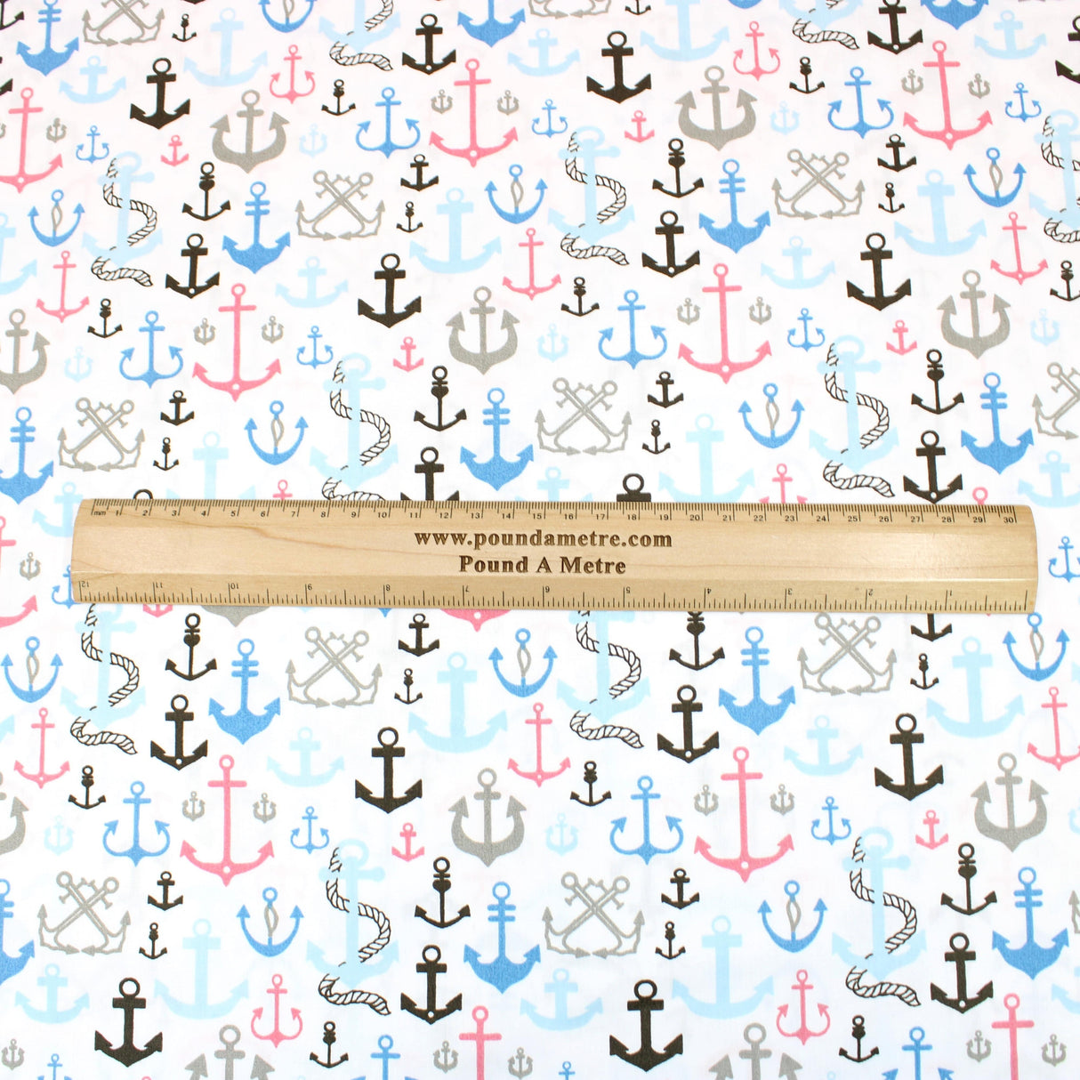 Pound A Metre 3 Metre 3 Metre Super Quality Smooth Organic Cotton - Anchor - 45" White