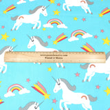 Pound A Metre 3 Metre 3 Metre Super Quality Smooth Organic Cotton - Unicorn - 45" Light Blue