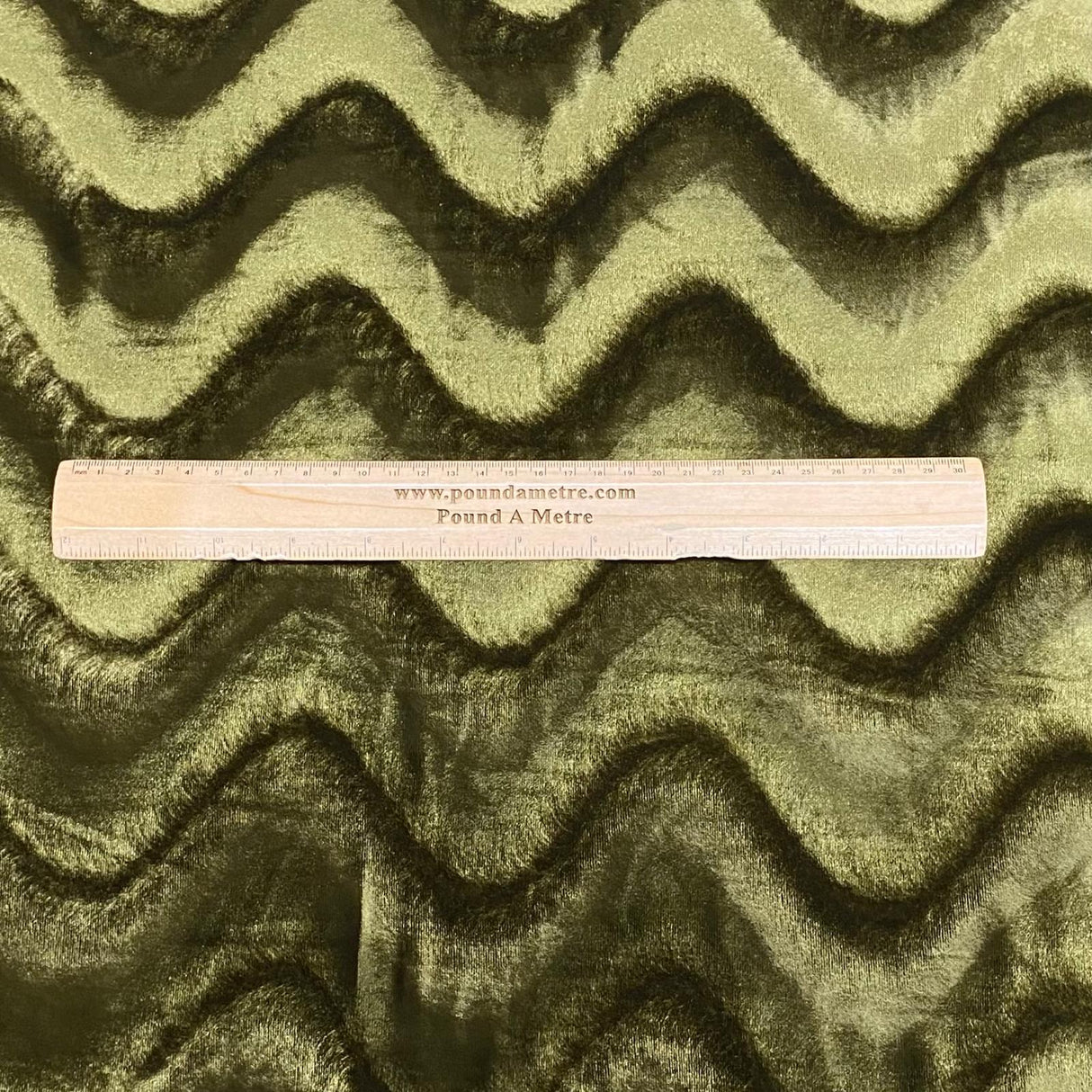 Pound A Metre 3 Metre Winter Wave-Effect Velvet - 55'' Wide (Khaki)