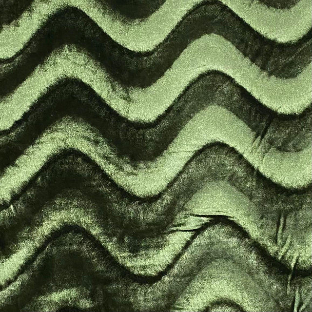 Pound A Metre 3 Metre Winter Wave-Effect Velvet - 55'' Wide (Olive)