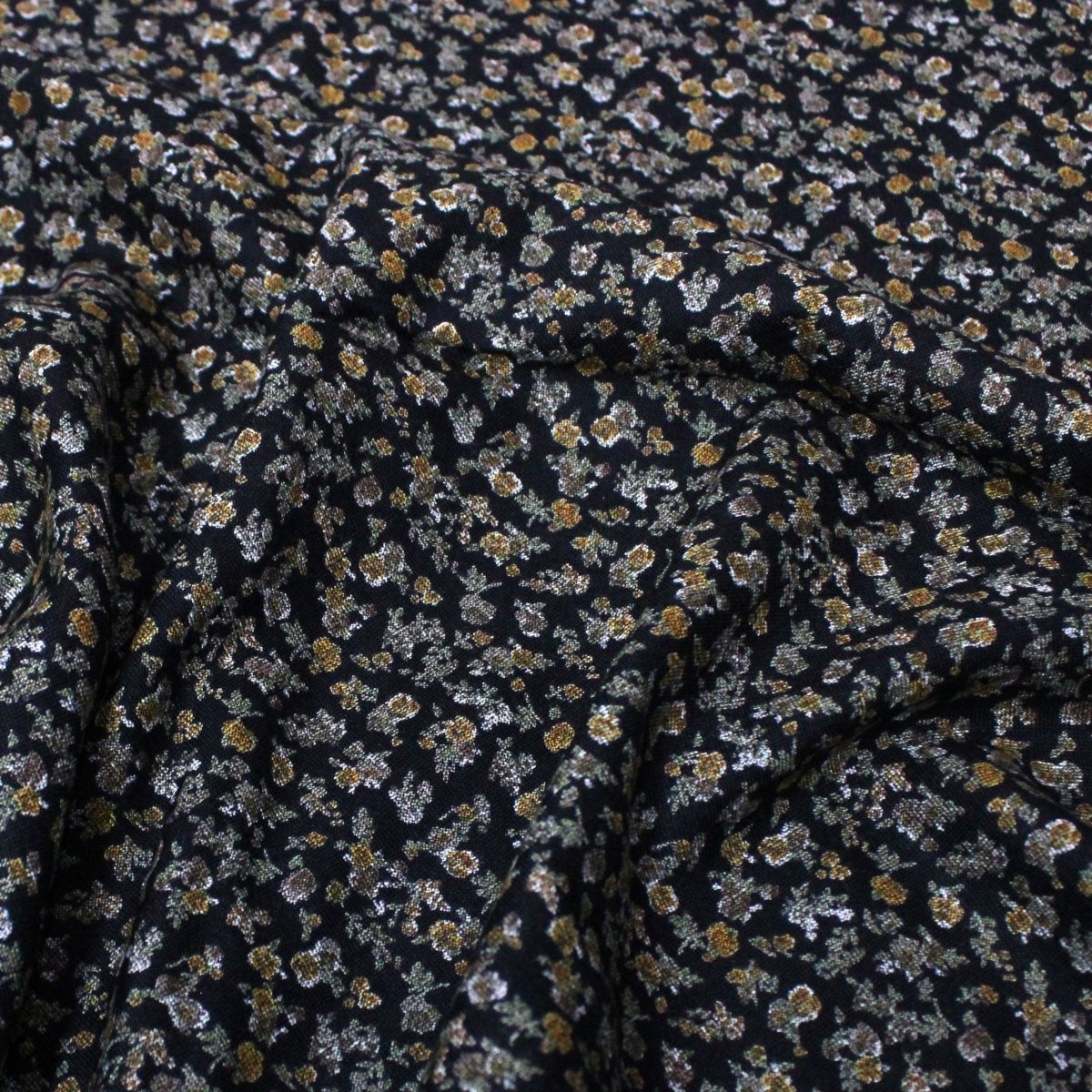 3 Metres Alpine Cashmere Effect Fabric- 45" Wide (Mustard Mini Floral) - Pound A Metre