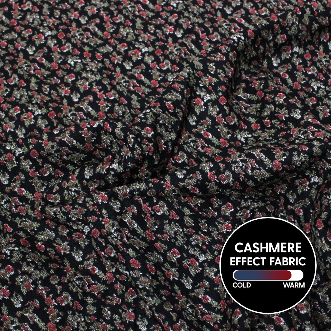 3 Metres Alpine Cashmere Effect Fabric- 45" Wide (Red Mini Floral) - Pound A Metre
