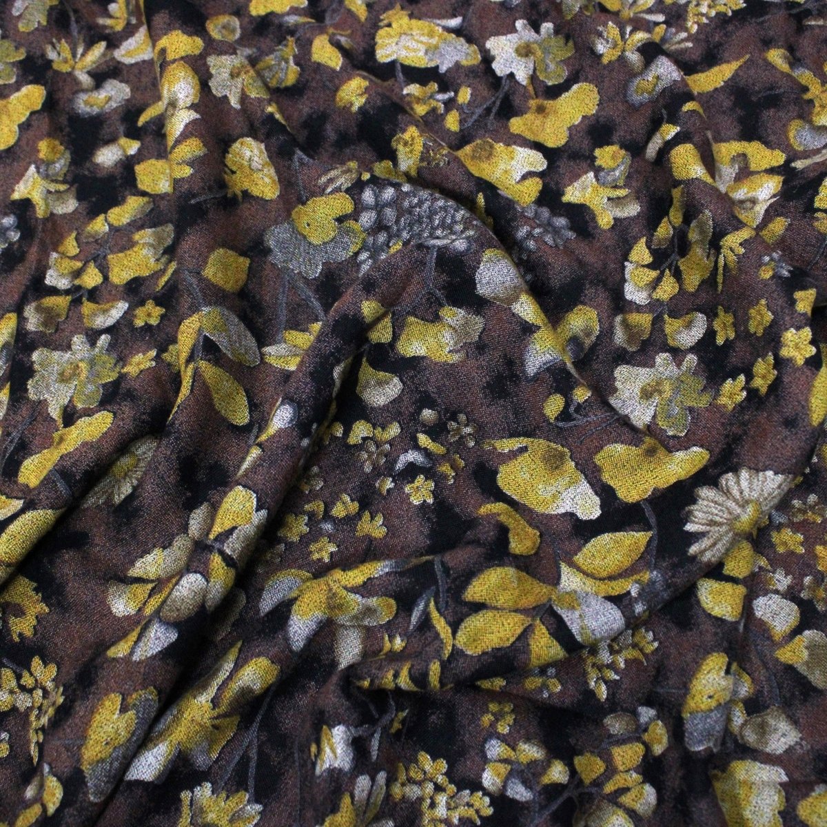 3 Metres Alpine Cashmere Effect Fabric- 45" Wide (Yellow Floral) - Pound A Metre