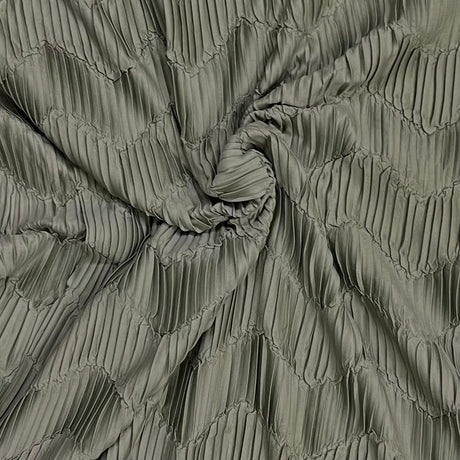 Pound A Metre 3 Metres Beautiful Crinkle Zigzag Jersey Fabric – 55" Wide (Olive)