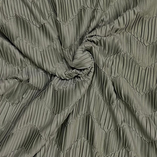 Pound A Metre 3 Metres Beautiful Crinkle Zigzag Jersey Fabric – 55" Wide (Olive)