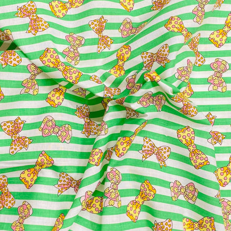 Pound A Metre 3 Metres 3 Metres Beautiful Digitally Printed 100% Cotton- 45" Wide (Green Bows)