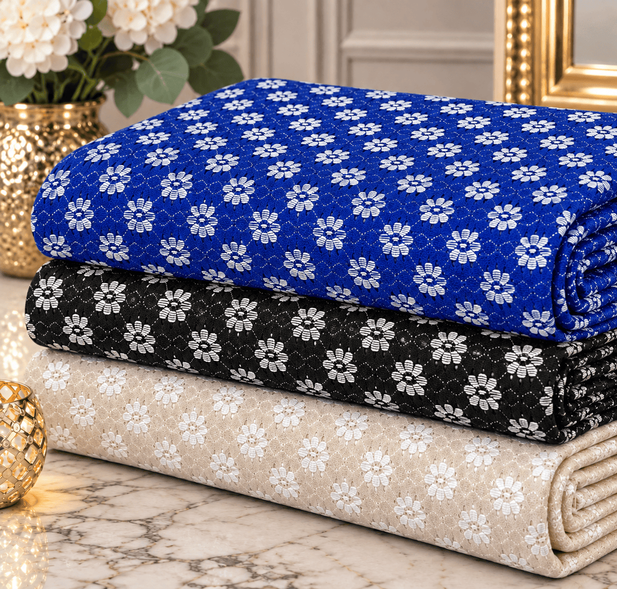 Pound A Metre 3 Metres Beautiful Floral Lace 45'' Wide (Royal Blue)