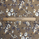 Pound A Metre 3 Metres Beautiful Heavyweight Printed Ribbed Jersey 55" Wide (Brown Flower)
