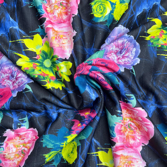 Pound A Metre 3 Metres Beautiful Heavyweight Printed Ribbed Jersey 55" Wide (Paint Splash)