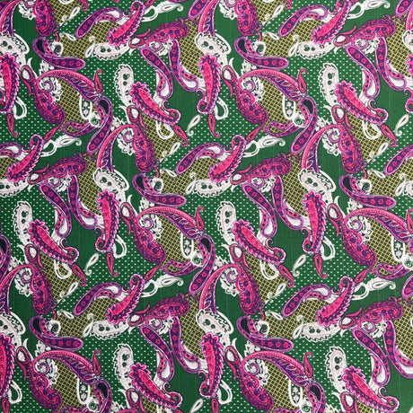 Pound A Metre 3 Metres Beautiful Heavyweight Printed Ribbed Jersey 55" Wide (Paisley Madness)