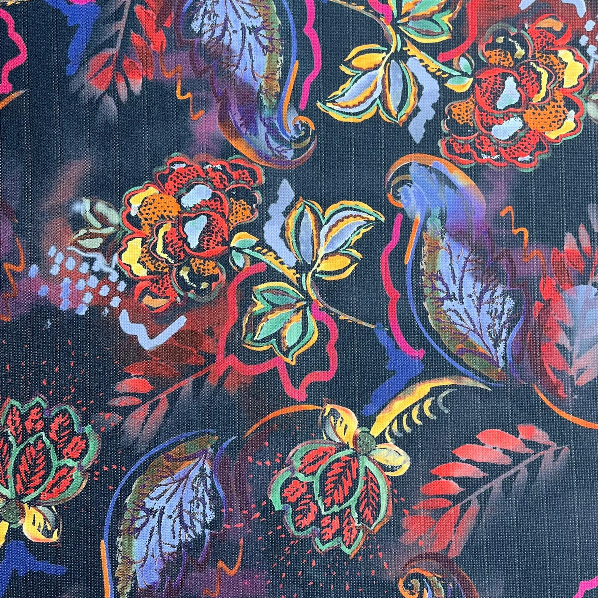 Pound A Metre 3 Metres Beautiful Heavyweight Printed Ribbed Jersey 55" Wide (Paisley)