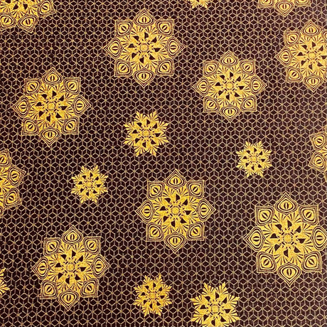 Pound A Metre 3 Metres Beautiful Printed Gold Foil Velvet- 55" Wide (Brown)
