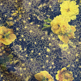Pound A Metre 3 Metres Beautiful Printed Gold Foil Velvet- 55" Wide (Golden)