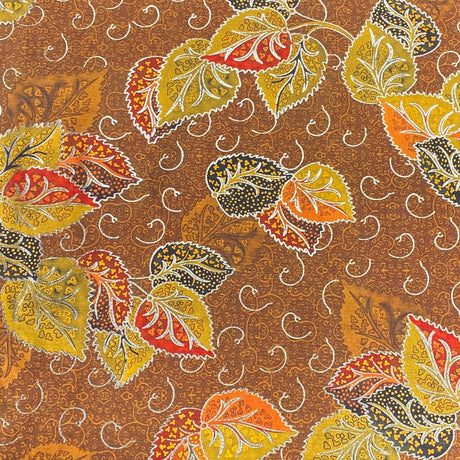 Pound A Metre 3 Metres Beautiful Printed Gold Foil Velvet- 55" Wide (Leaf Brown) (EOL)
