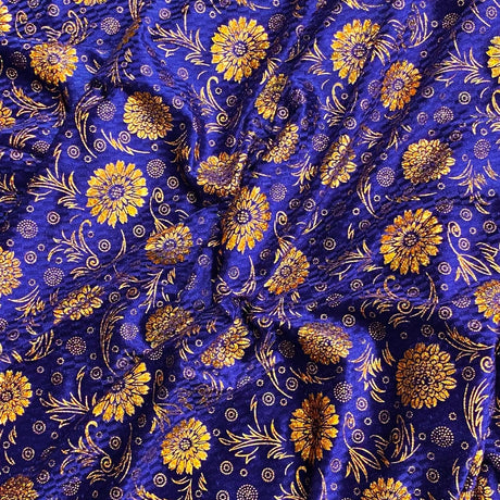 Pound A Metre 3 Metres Beautiful Printed Gold Foil Velvet- 55" Wide (Royal)