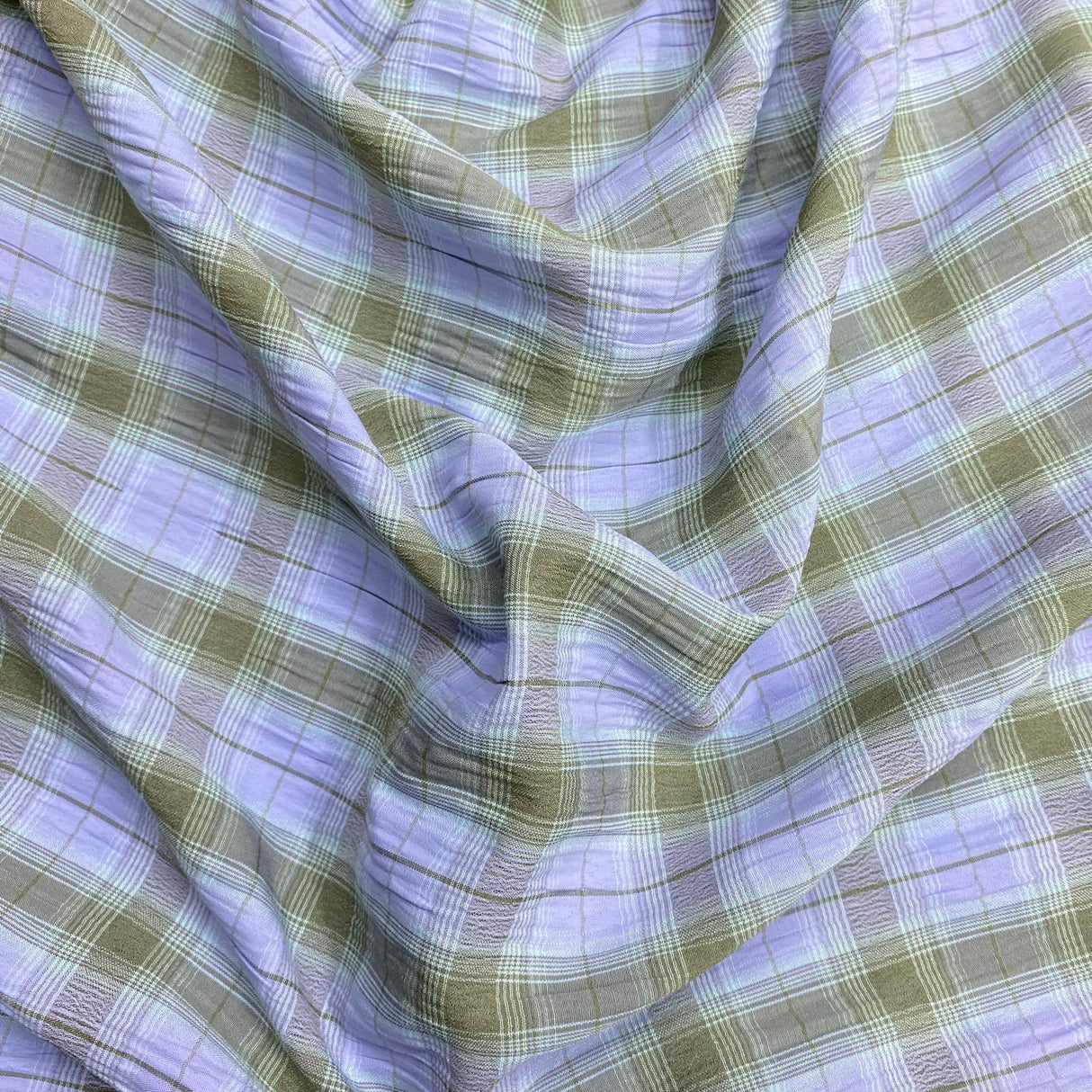 Pound A Metre 3 Metres 3 Metres Breathable Crinkle Crepe - 55" Wide (Lilac Gingham)