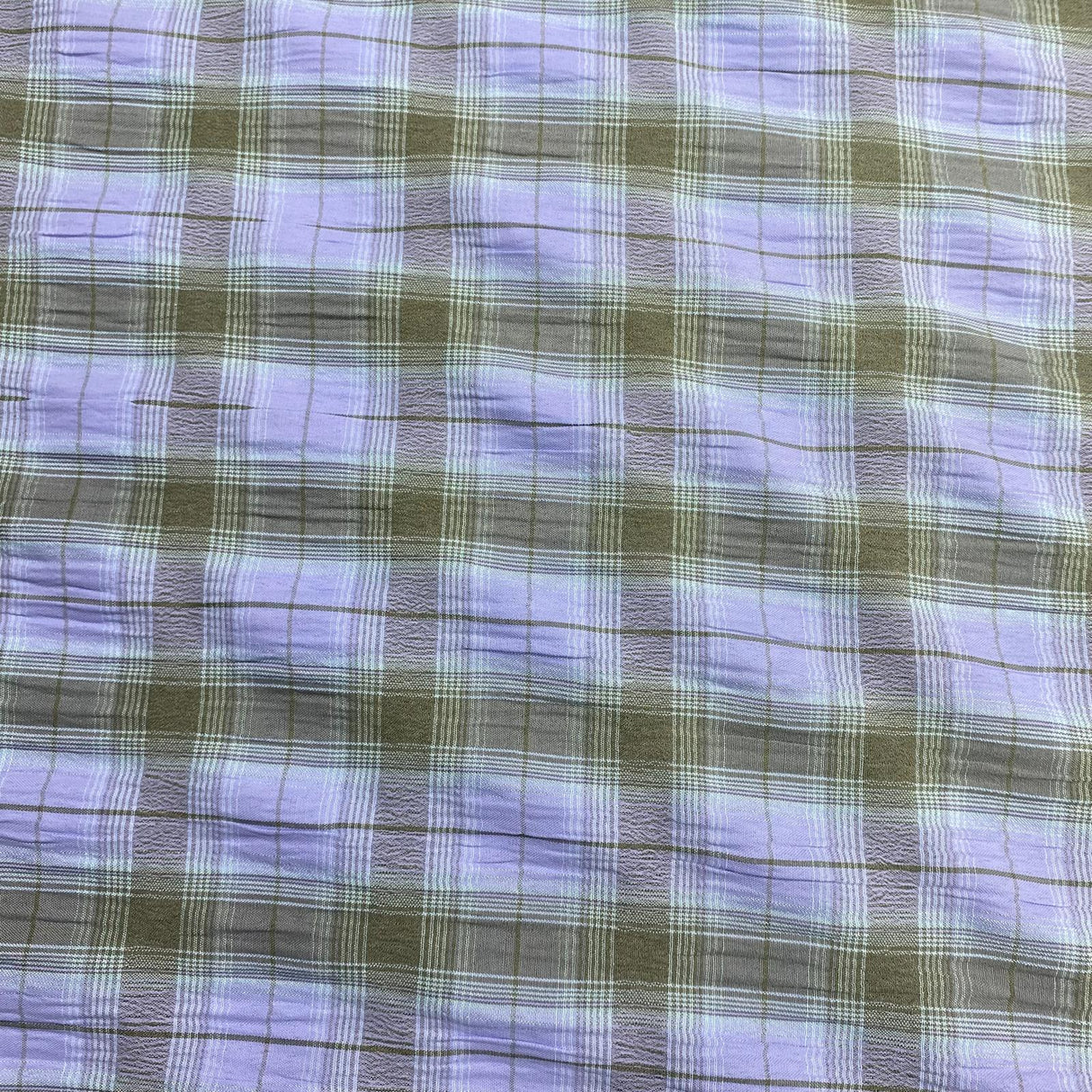 Pound A Metre 3 Metres 3 Metres Breathable Crinkle Crepe - 55" Wide (Lilac Gingham)