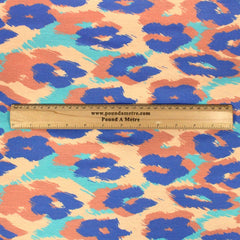 3 Metres Cotton Blend Jersey- 55" Wide (Blue & Coral Animal) - Pound A Metre