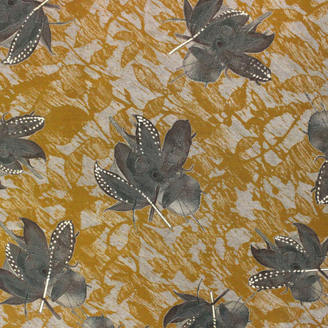 Pound A Metre 3 Metres Digital Print Roman Silk- 45" Wide (Orange Leaf)