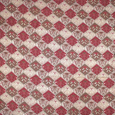 Pound A Metre 3 Metres Digital Print Roman Silk- 45" Wide (Red & Brown)