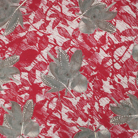 Pound A Metre 3 Metres Digital Print Roman Silk- 45" Wide (Red Leaf)